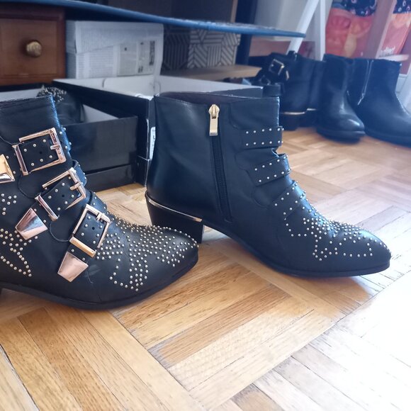 Studded Black leather booties, 37 / 7 NEW - Picture 4 of 7